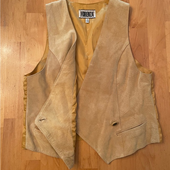 Forenza Genuine Leather Button Vest Yellow Women’s Medium - Picture 11 of 11